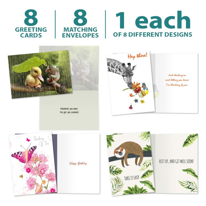 Tree-Free Greetings - Birthday Cards - Artful Designs - 8 Cards + Matching Envelopes - Made in USA - 100% Recycled Paper - 5"x7" - Thinking of You, Friendship, All Occasion, Thank You, Birthday (AGA1139) - Image 5